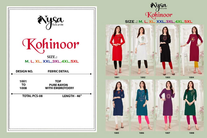 Nysa Kohinoor Ethnic Wear Wholesale Kurti Collection